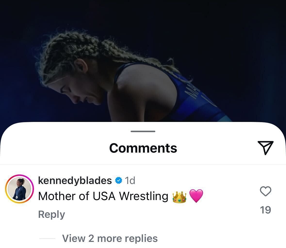 Screenshot of comment (IG/@helen_maroulis)
